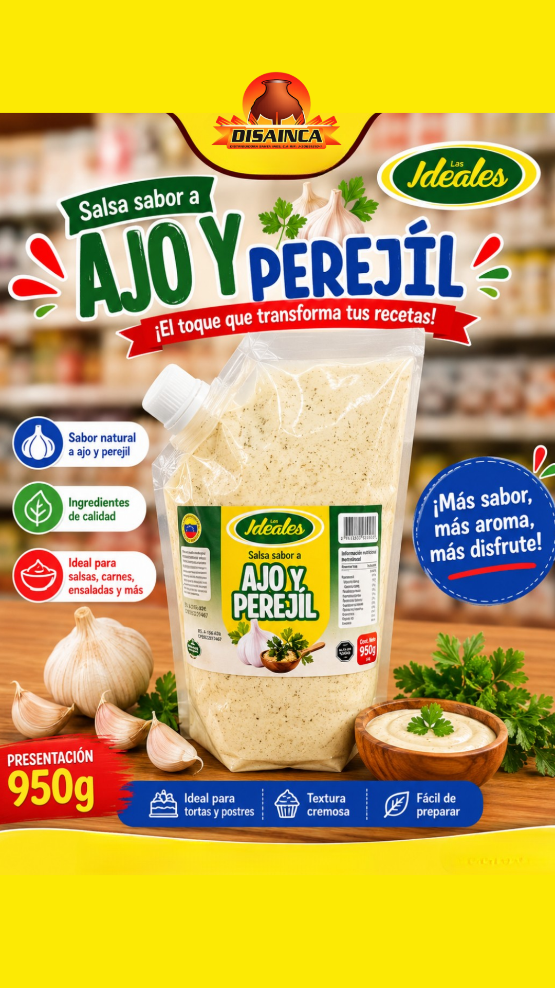 Publicidad de salsa de ajo y perejil