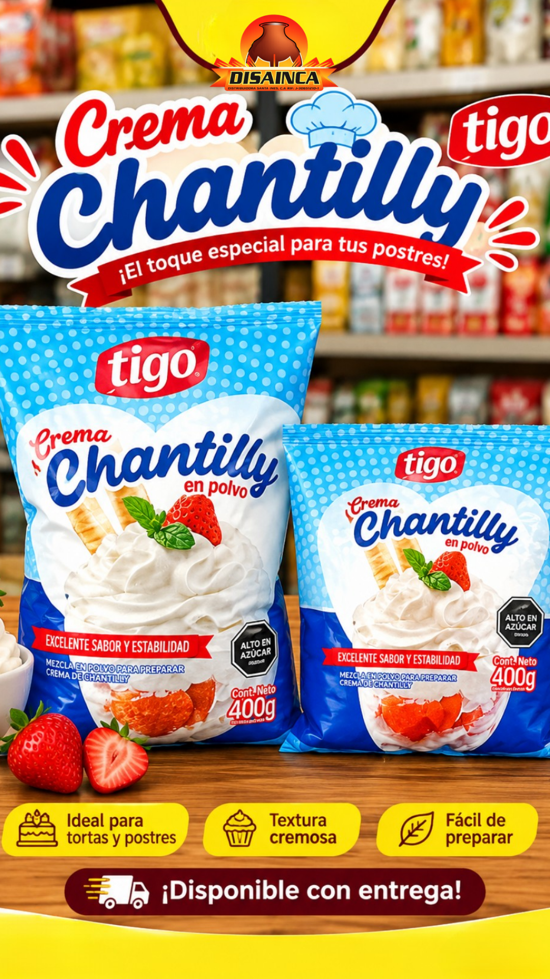 Publicidad de crema chantilly